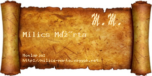 Milics Márta névjegykártya